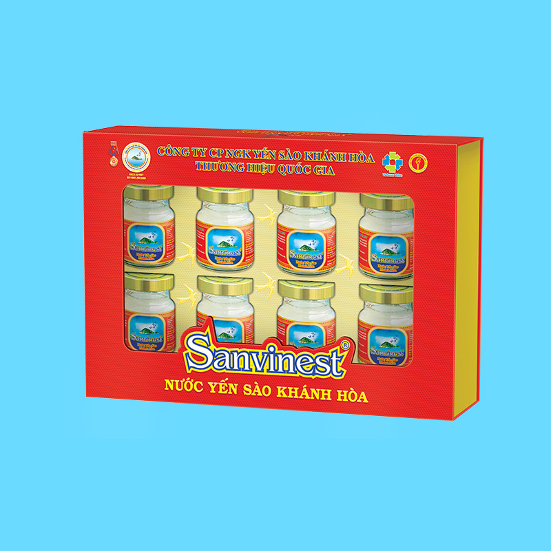 Nước Yến sào Sanvinest Khánh Hòa hộp 8 lọ 70ml Quà tặng - S101H8QT