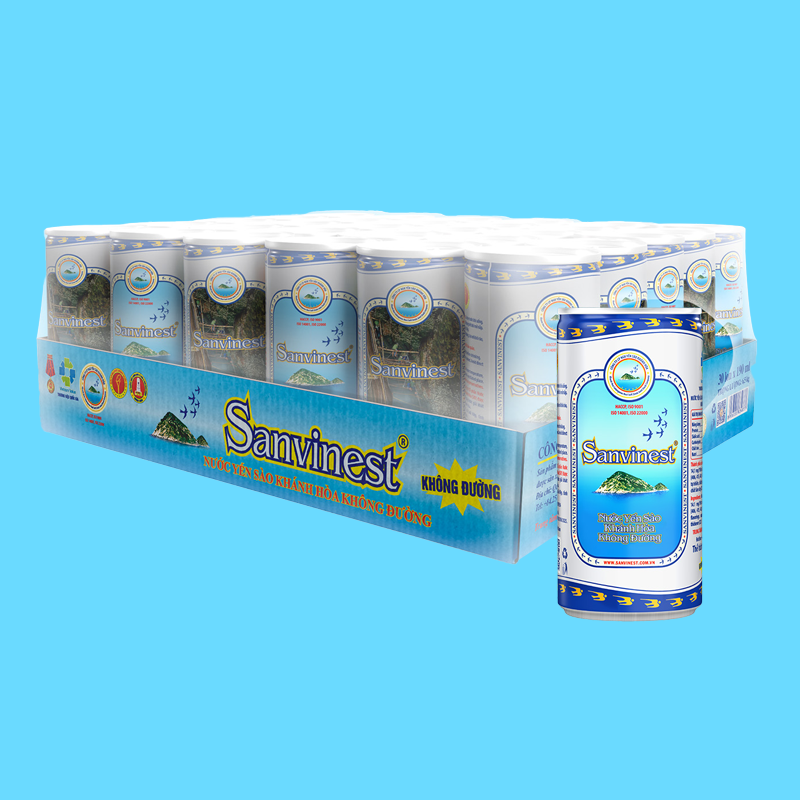 Nước Yến sào Khánh Hòa Sanvinest không đường khay 30 lon 190ml - 125K30