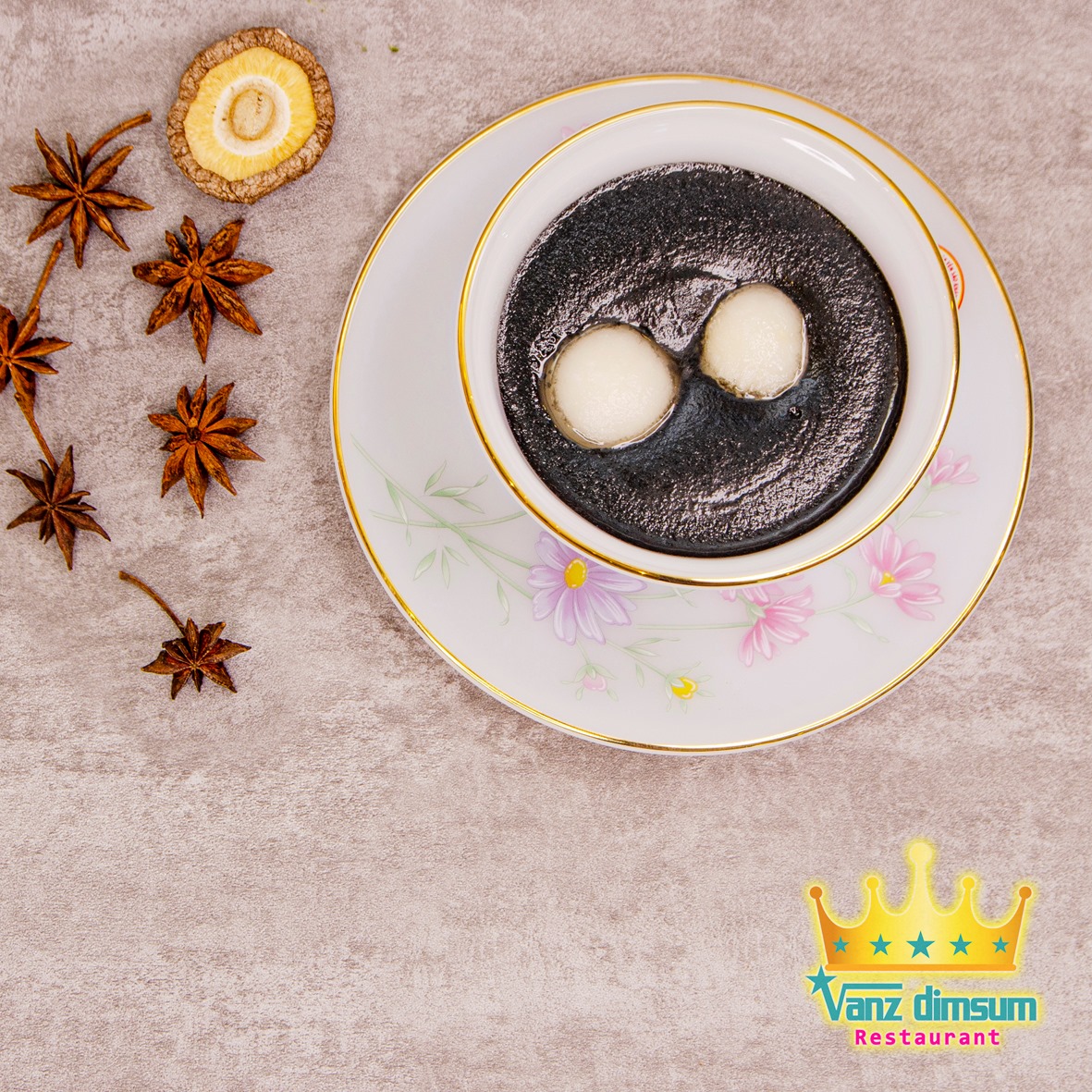 Chè mè đen + bánh trôi nước