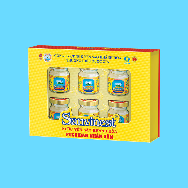 Nước Yến sào Khánh Hòa Sanvinest Fucoidan Nhân sâm hộp 6 lọ 70ml - 207H6