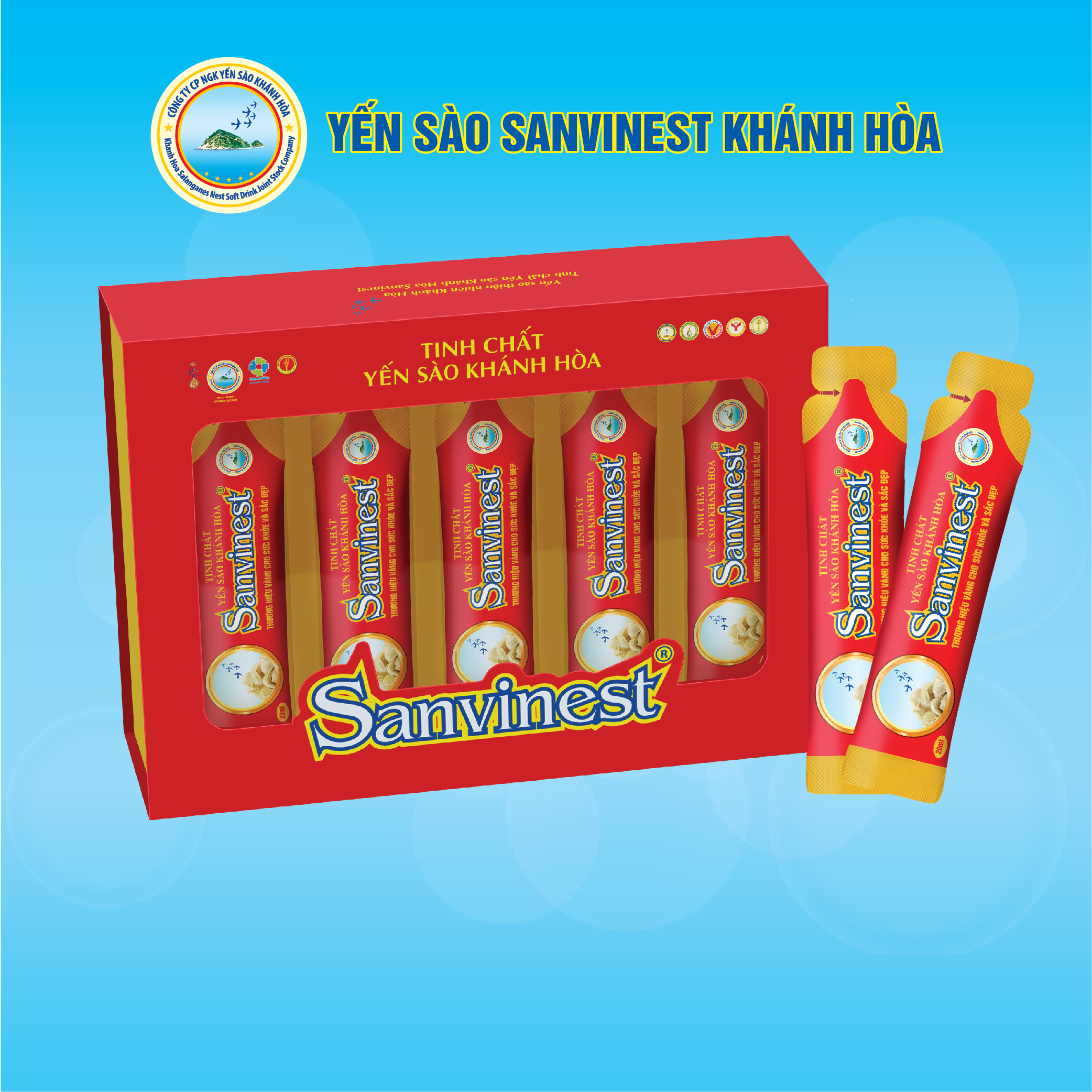 Tinh chất Yến sào Khánh Hòa Sanvinest túi 20ml, QUÀ TẶNG 15 TÚI