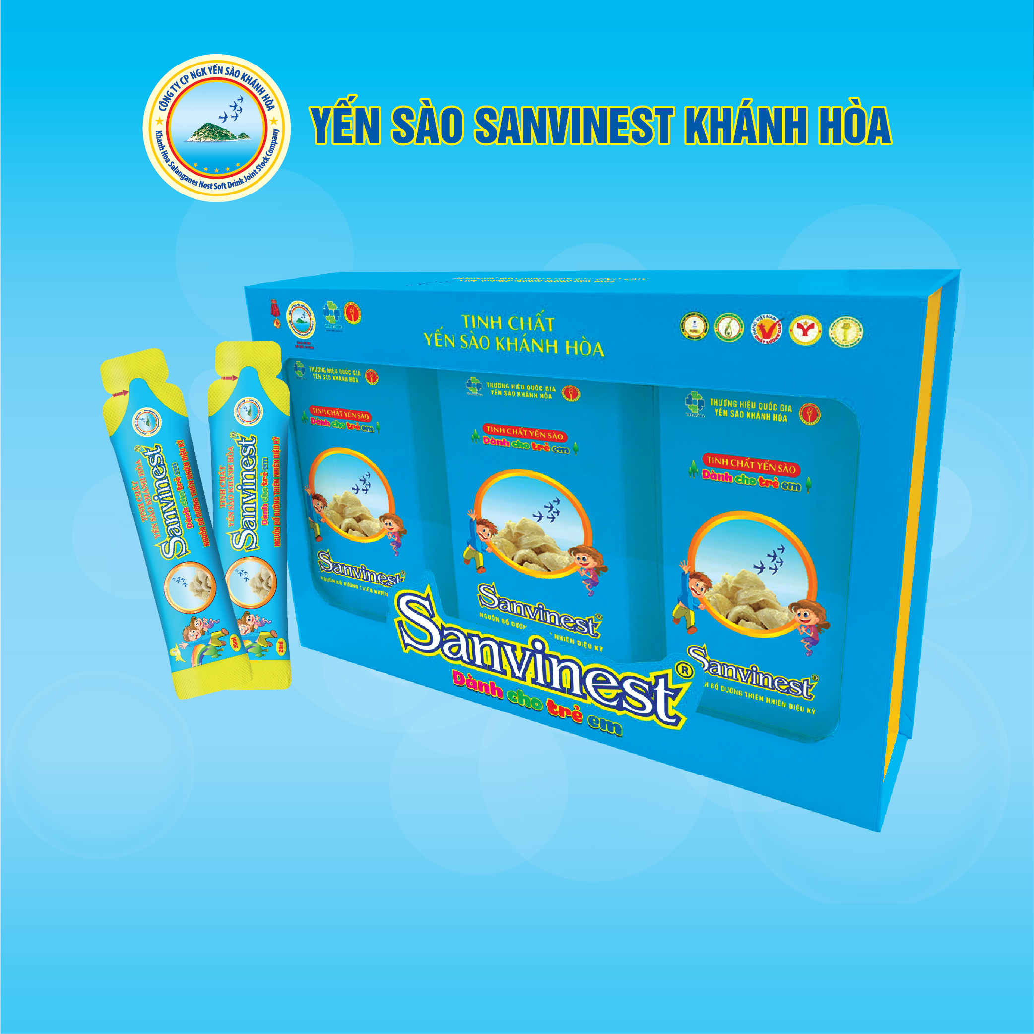 Tinh chất Yến sào Khánh Hòa Sanvinest cho trẻ em túi 20ml, HỘP QUÀ TẶNG 30 TÚI