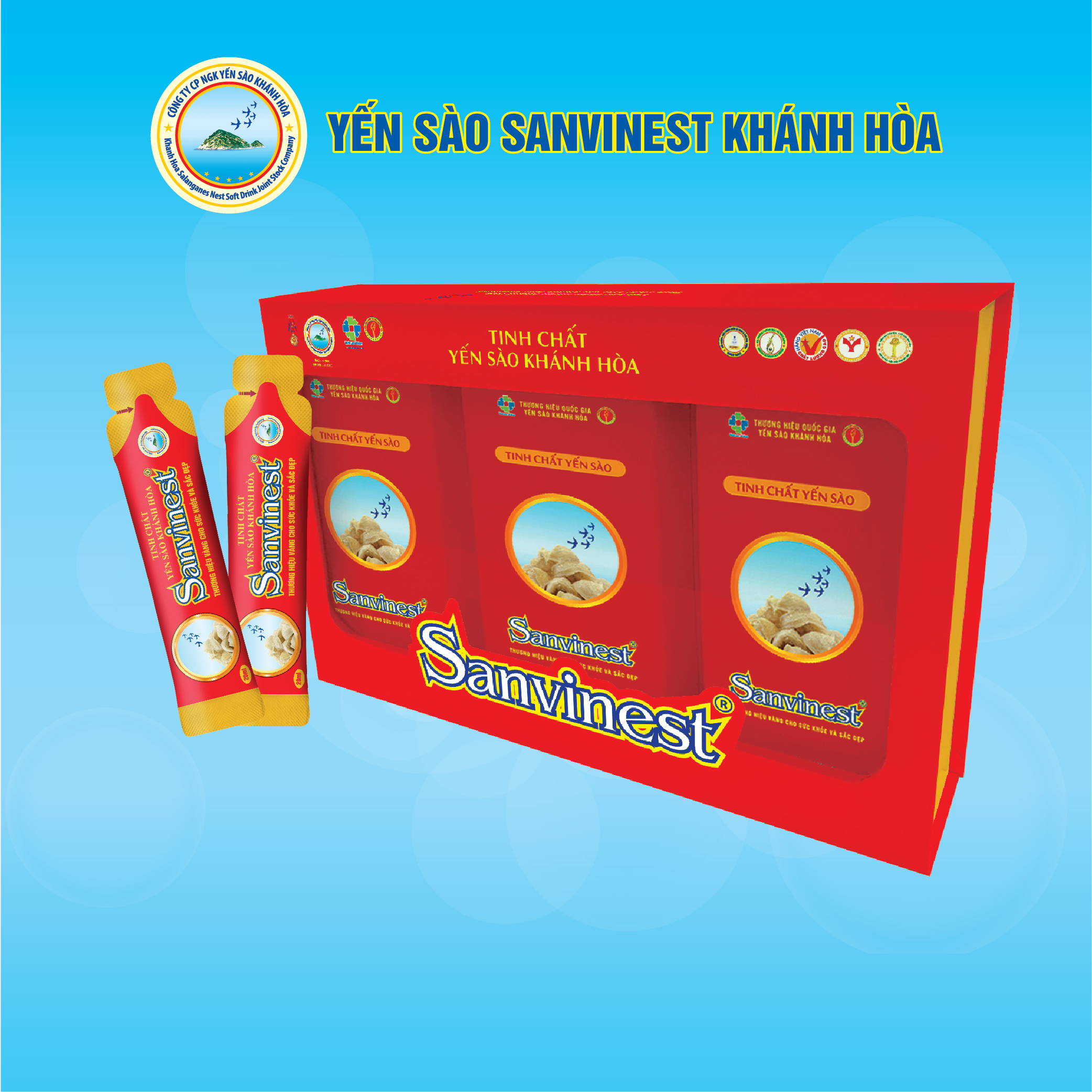 Tinh chất Yến sào Khánh Hòa Sanvinest túi 20ml, QUÀ TẶNG 30 TÚI
