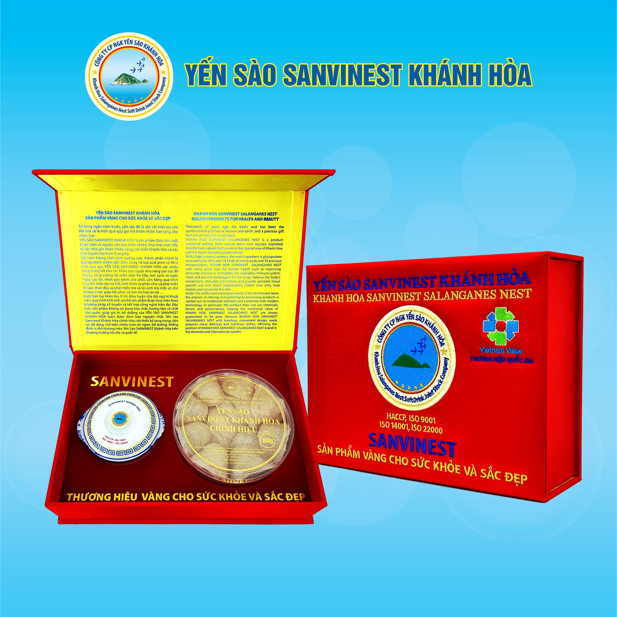 Hộp quà tặng Yến sào Sanvinest Khánh Hòa chính hiệu nguyên tổ sơ chế 100g - Q210