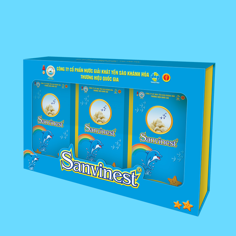 Tinh chất Yến sào Khánh Hòa Sanvinest dành cho trẻ em hộp quà tặng 30 túi 25ml (3 x hộp 10 túi)- QTC501H30