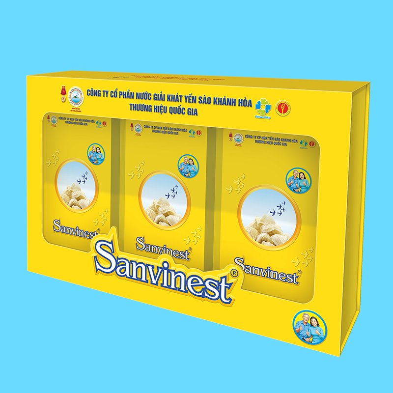 Tinh chất Yến sào Khánh Hòa Sanvinest dành cho người cao tuổi hộp quà tặng 30 túi 25ml (3 x hộp 10 túi)- QTC502H30