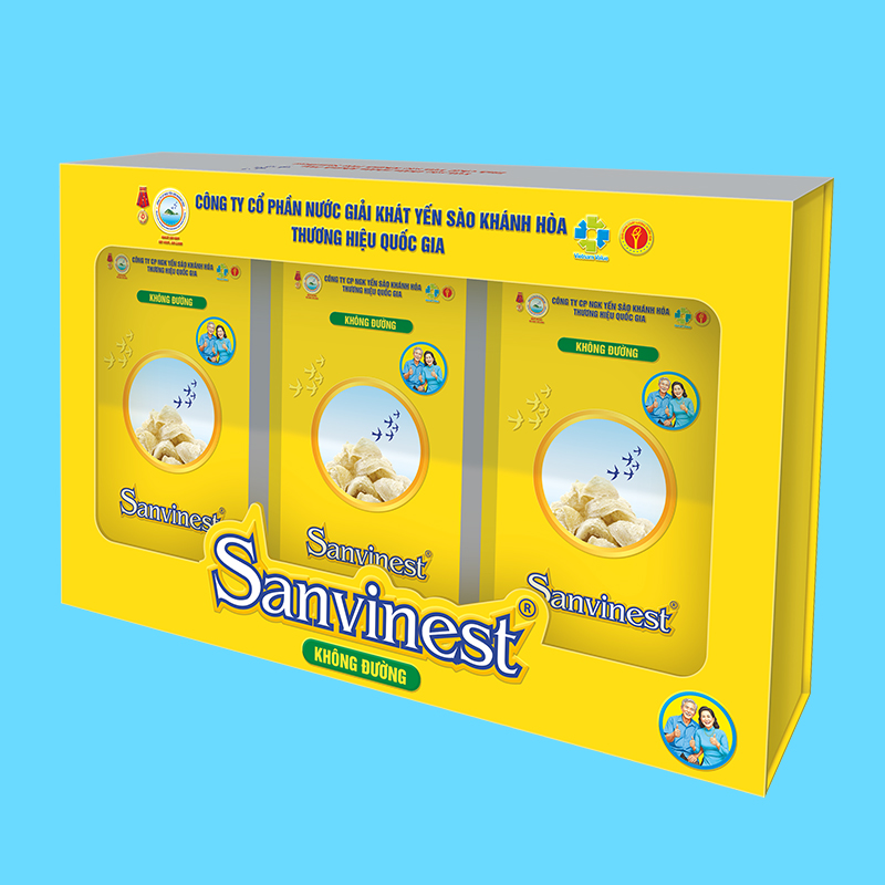 Tinh chất Yến sào Khánh Hòa Sanvinest không đường dành cho người cao tuổi hộp quà tặng 30 túi 25ml (3 x hộp 10 túi)- QTC505H30