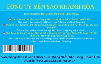 7. Phạm vi sử dụng của Thẻ Khách hàng thân thiết Yến sào Khánh Hòa?